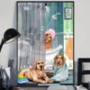 Labrador Retriever Bathroom Toilet Taking Shower Funny Dogs Poster 2 Labrador Retriever Bathroom Toilet Taking Shower Funny Dogs Poster