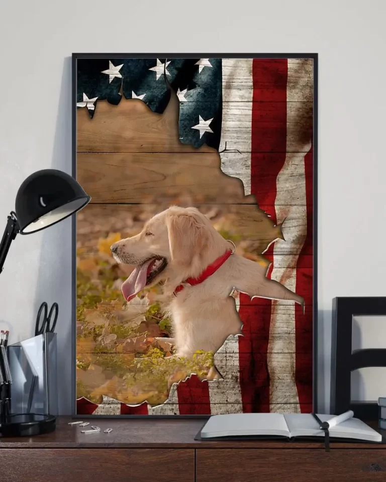 Labrador Retriever Dog Usa Flag Poster