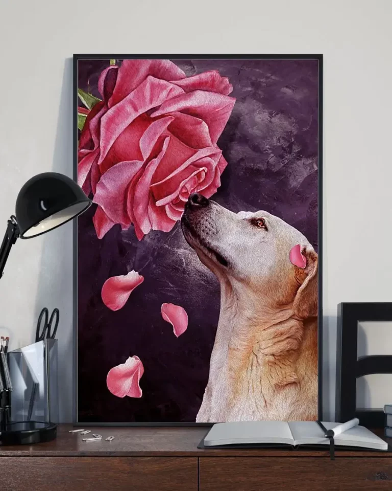Labrador Retriever Dog with Roses Home Decor Wallart Poster
