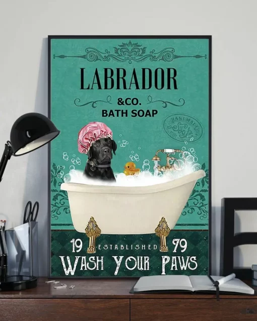 Labrador And Co Bath Soap Wash Your Paw Dog Poster