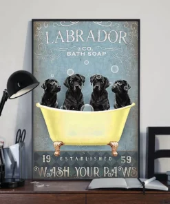 Labrador And Co Bath Soap Wash Your Paws Black Labrador Dog Poster