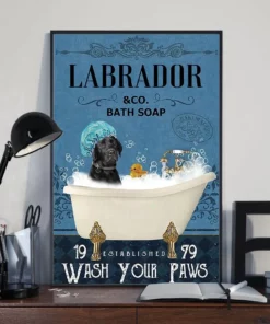 Labrador And Co Bath Soap Wash Your Paws Dog Poster