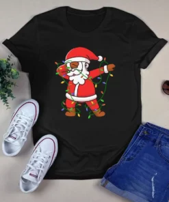 Dabbing Santa Claus Christmas Tree Light Xmas Gift Tshirt