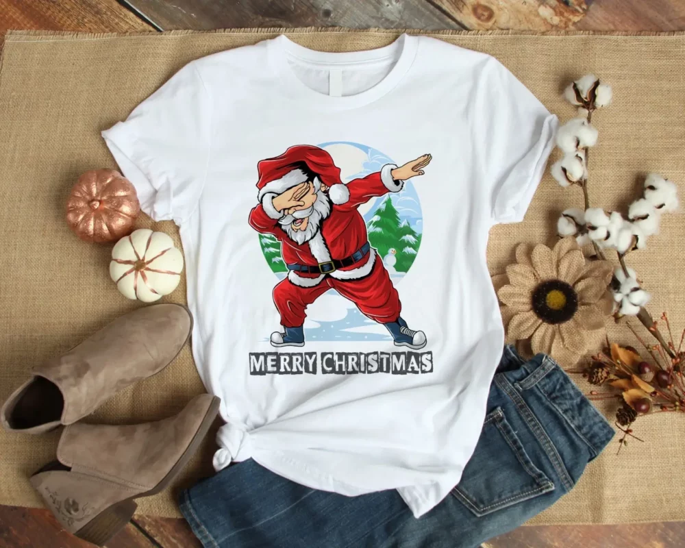 Dabbing Santa Claus Merry Christmas Funny Xmas Santa Dabbing Gift Tshirt