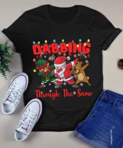 Dabbing Through The Snow Funny Santa Claus Elf Dabbing Christmas Xmas Tshirt