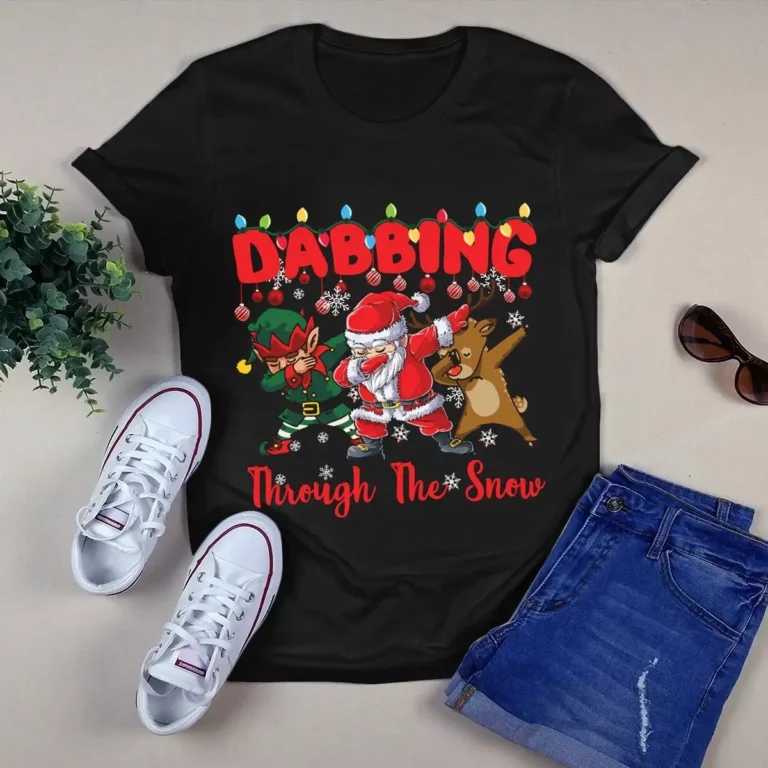 Dabbing Through the Snow Funny Santa Claus Elf Dabbing Christmas Xmas Tshirt