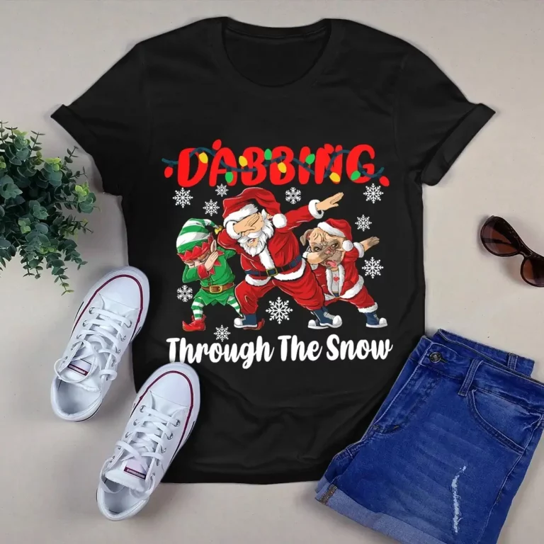 Dabbing Through the Snow Santa Claus Dabbing Pug Christmas Xmas Gift Tshirt