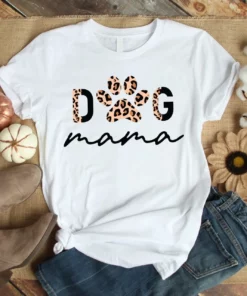 Dog Mama Leopard Print Mama Mom Mother Gift Tshirt
