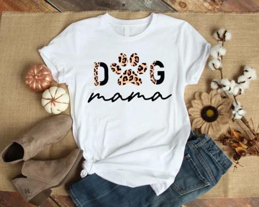 Dog Mama Leopard Print Mama Mom Mother Gift Tshirt