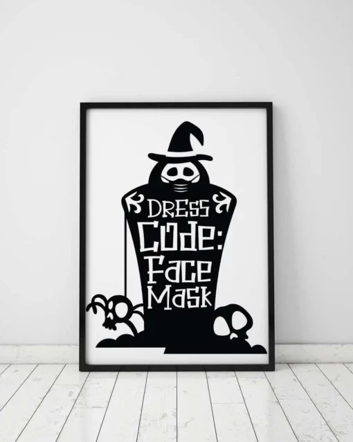 Dress Code Face Mask Halloween Home Decor Wall Art Poster