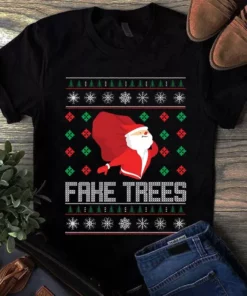 Fake Trees Santa Claus Christmas Xmas Gift Funny Tshirt
