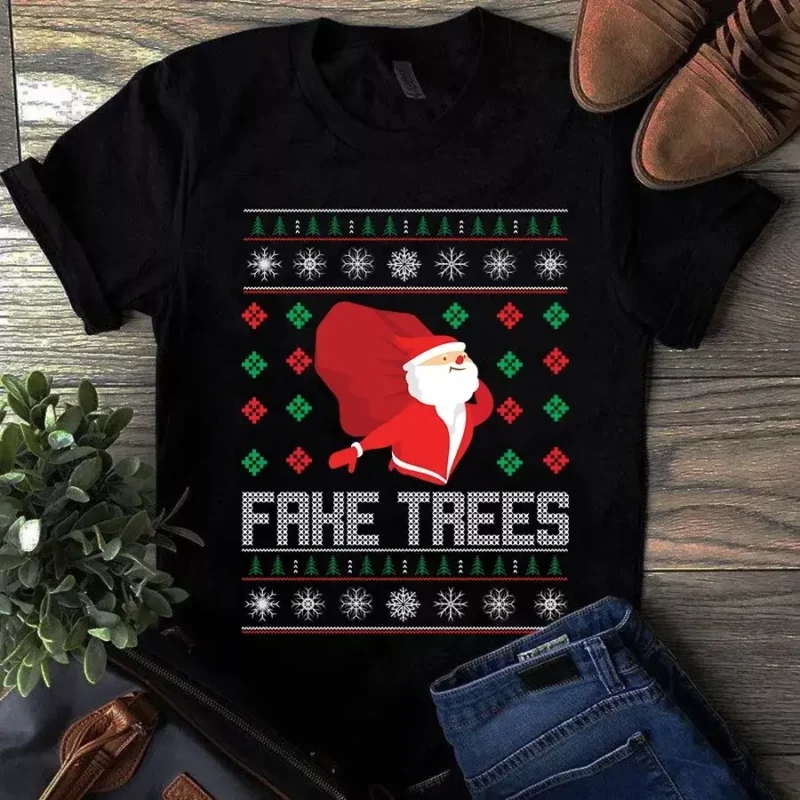 Fake Trees Santa Claus Christmas Xmas Gift Funny Tshirt