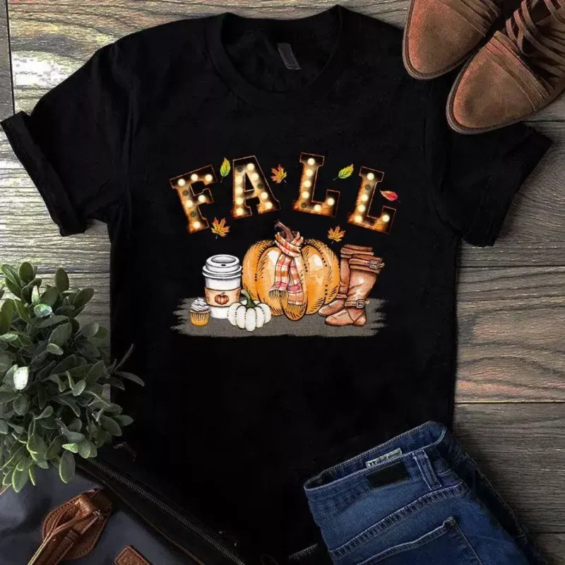 Fall Autumn Leaves Pumpkin Gift Tshirt
