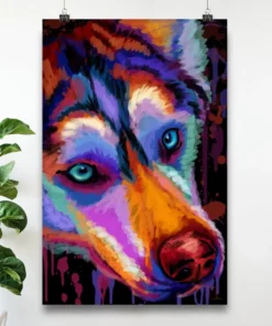 Husky Watercolor Dog Home Decor Wallart Poster