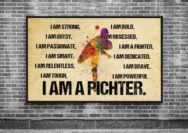 I Am Strong I Am Bold I Am Gutsy I Am Obsessed I Am a Pitcher Baseball Poster