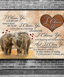 I Choose You To Do Life With Hand In Hand Side By Side Elephant Couple Poster