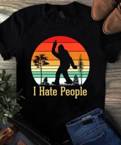 I Hate People Retro Vintage Bigfoot Camping Tshirt