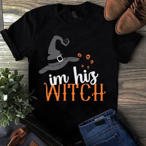 I'm His Witch Halloween Witch Gift Tshirt