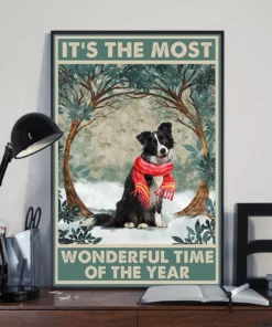 It's The Most Wonderful Time Of The Year Border Collie Christmas Dog Poster