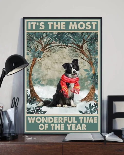 It's The Most Wonderful Time Of The Year Border Collie Christmas Dog Poster