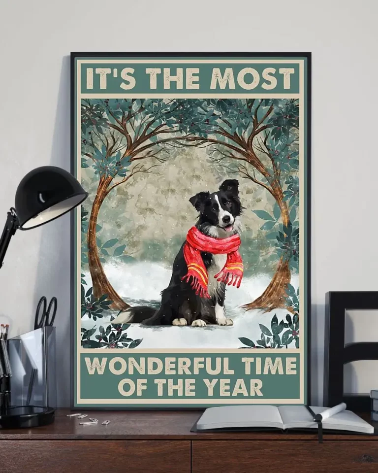 Its the Most Wonderful Time of the Year Border Collie Christmas Dog Poster