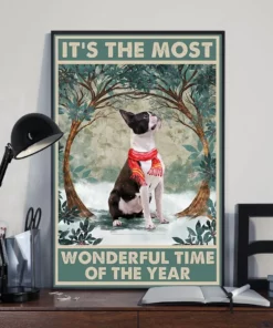 It's The Most Wonderful Time Of The Year Boston Terrier Dog Poster