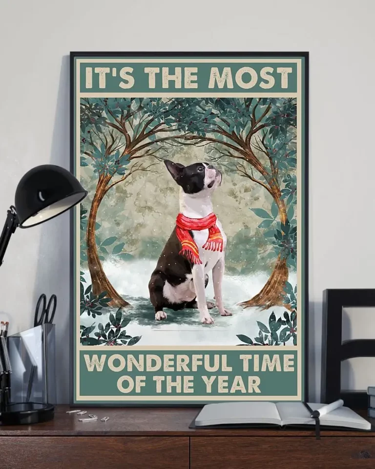 Its the Most Wonderful Time of the Year Boston Terrier Dog Poster