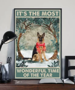 It's The Most Wonderful Time Of The Year Christmas German Shepherd Dog Poster