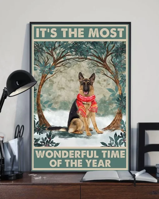 It's The Most Wonderful Time Of The Year Christmas German Shepherd Dog Poster