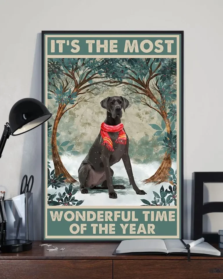 Its the Most Wonderful Time of the Year Great Dane Dog Poster