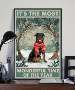 It's The Most Wonderful Time Of The Year Rottweiler Dog Poster