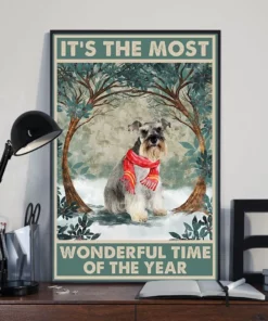 It's The Most Wonderful Time Of The Year Schnauzer Christmas Dog Poster