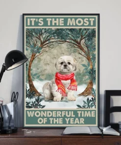 It's The Most Wonderful Time Of The Year Shih Tzu Christmas Dog Poster