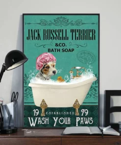 Jack Russell Terrier And Co Bath Soap Wash Your Paws Dog Poster