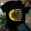 January Girls Are Sunshine Mixed With A Little Hurricane Sunflower Girl tShirt