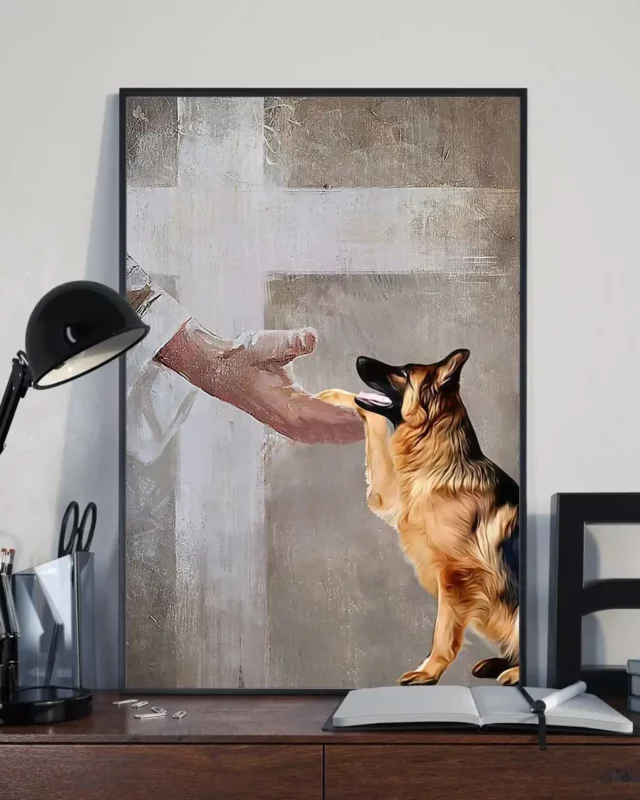 Jesus Hand And German Sherpherd Dog Poster