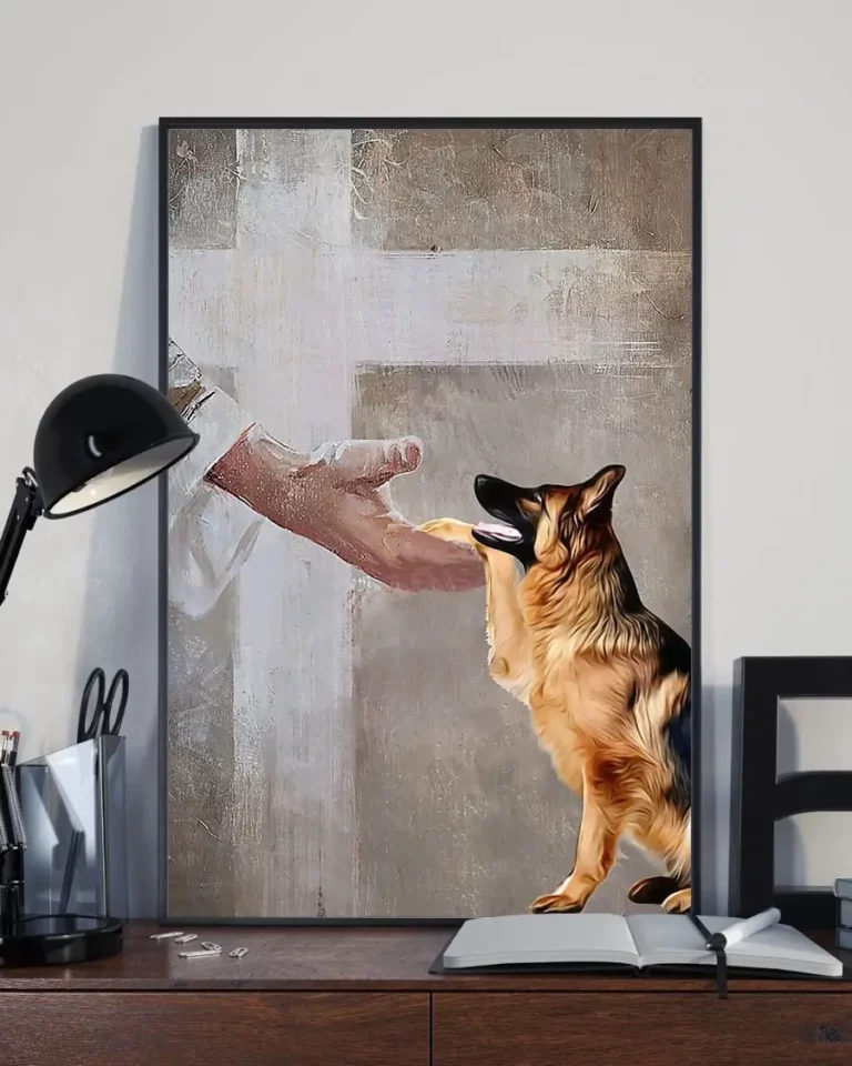 Jesus Hand And German Sherpherd Dog Poster