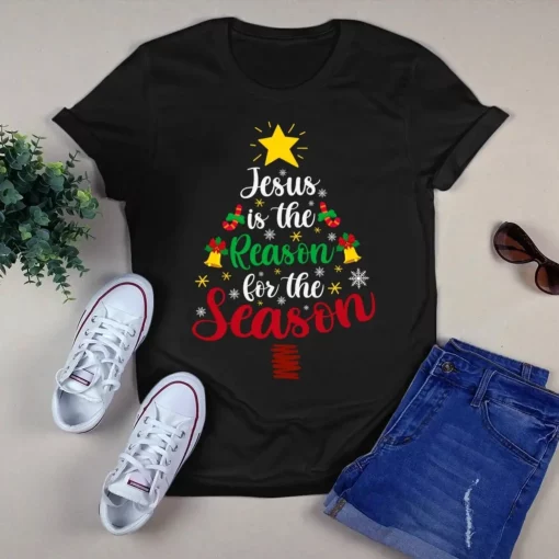 Jesus Is The Reason For The Season Christmas Xmas Tree Gift Tshirt