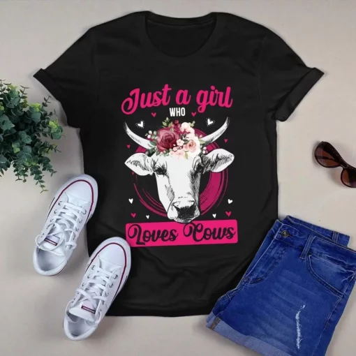 Just A Girl Who Loves Cows Flowers Cow Tshirt