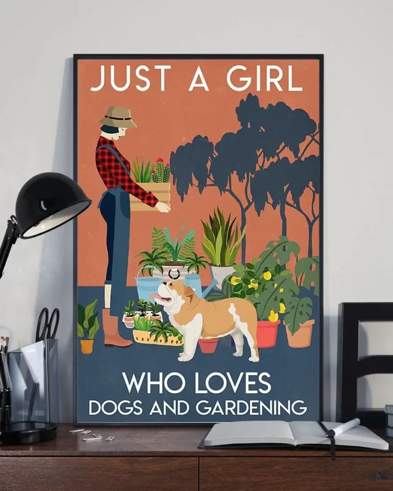 Just a Girl Who Loves Dogs and Gardening Bulldog Poster
