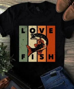 Love Fish Fishing Bass Hook Vintage Tshirt