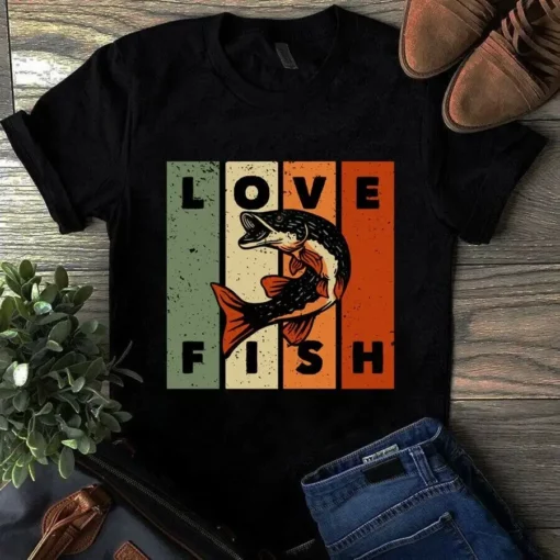 Love Fish Fishing Bass Hook Vintage Tshirt