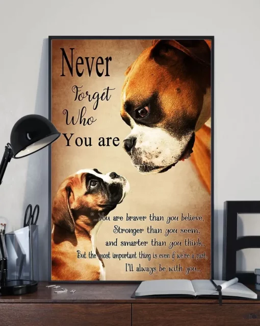 Never Forget Who You Are Braver Stronger Smarter Boxer Dog Poster