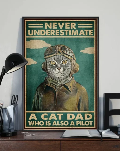 Never Underestimate A Cat Dad Who Is Also A Pilot Poster