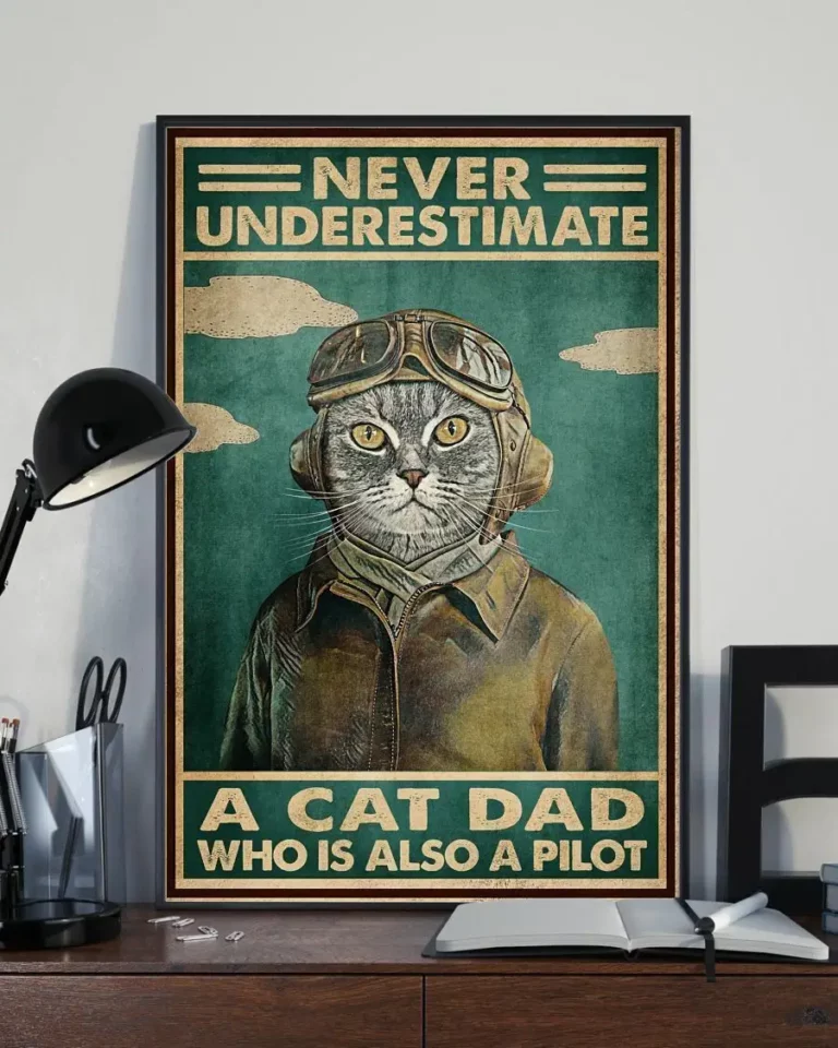 Never Underestimate a Cat Dad Who Is Also a Pilot Poster