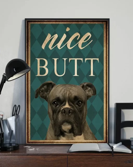 Nice Butt Boxer Dog Vintage Poster