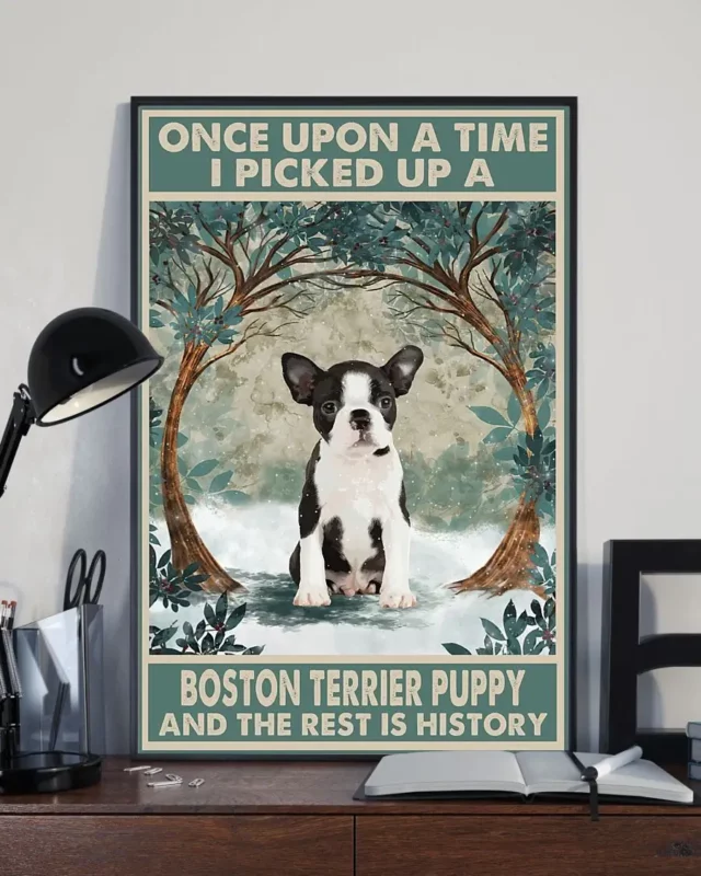 Once Upon A Time There I Picked Up A Boston Terrier Puppy Dog Poster