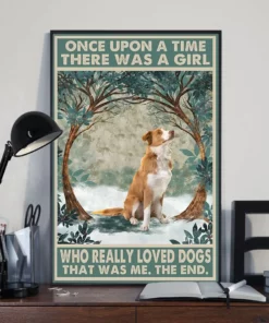 Once Upon A Time There Was A Girl Red And White Border Collie Dog Poster