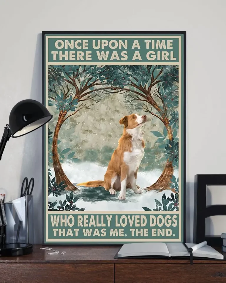 Once Upon a Time There Was a Girl Red and White Border Collie Dog Poster