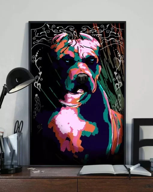 Pitbull Dog Evil Water Color Home Decor Wall Art Poster